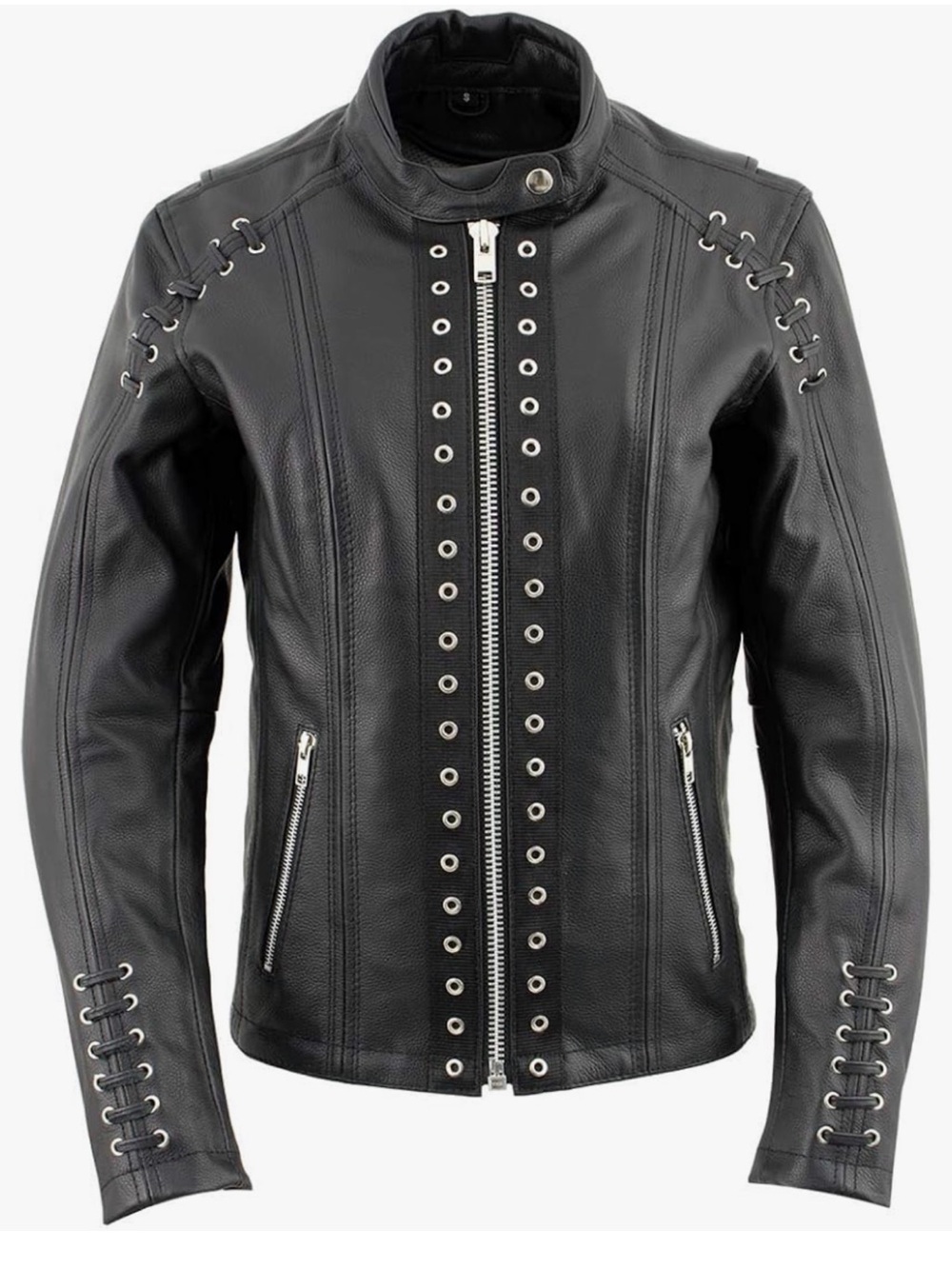 Xelement Women's Black Leather Motorcycle Jacket Conceal Carry Size XL